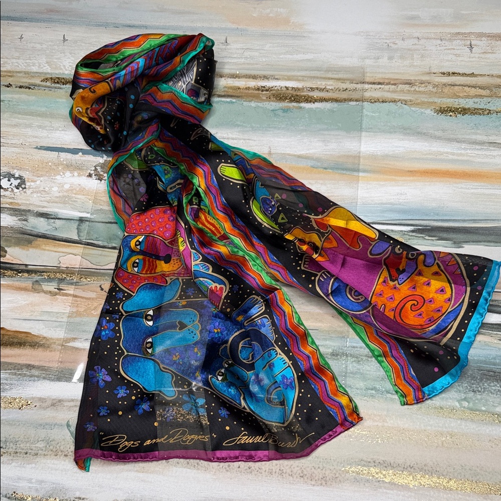 Colorful Artistic Long Scarf Dogs and Doggies